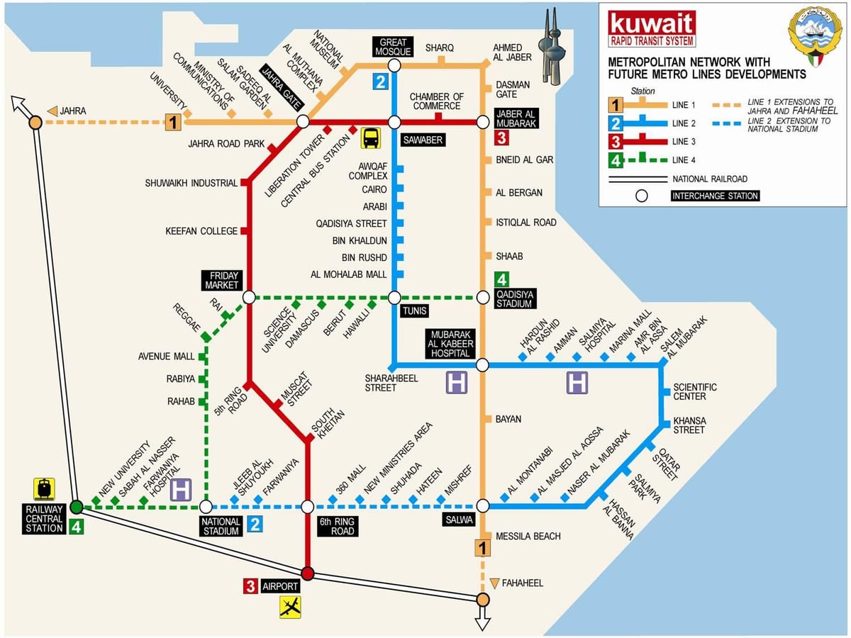 karta över kuwait metro