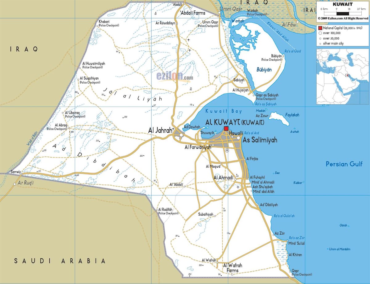 kuwait city karta över vägar